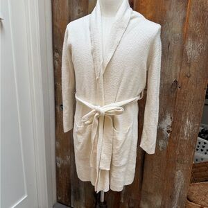 Barefoot Dreams Bamboo Chic Lite Cream Knit Belted Robe -size 1